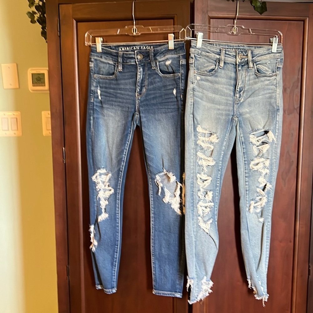 Two pair American Eagle jeans.
